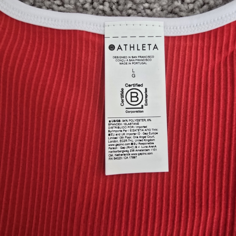 Athleta Red Ribbed Tank Top - Picture 5 of 8